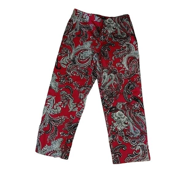 Talbots Size 8 Paisley Magenta Sleek Pants Career Pop Trendy Vibrant Unique - Picture 3 of 12